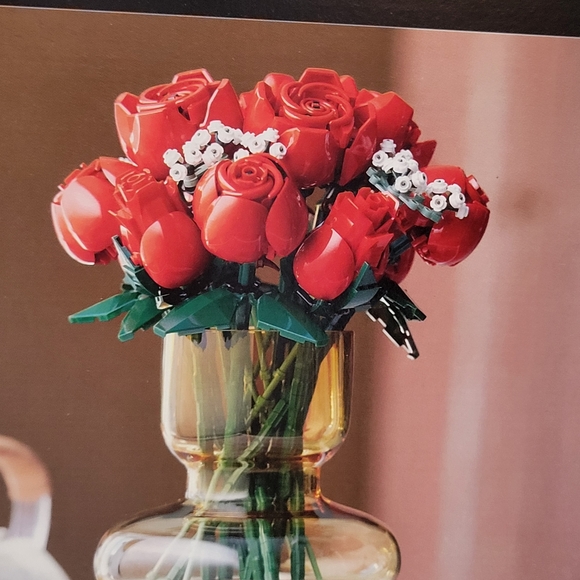 Lego Bouquet of a dozen red roses blooming artificial flowers for her him Ltd Ed - Picture 7 of 8